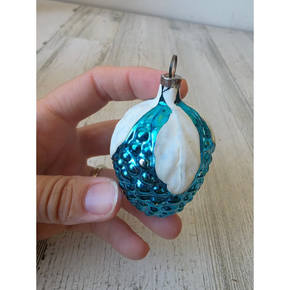 Vintage blue raspberry grape mercury glass ornament Xmas tree